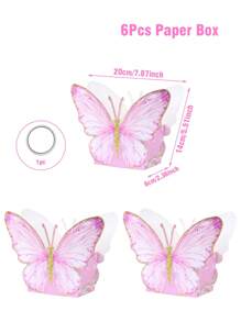 Bộ 6 hộp quà trang trí hình bướm hồng, thích hợp cho sinh nhật, ngày lễ, đám cưới, trang trí phòng tiệc và bàn tiệc, vật dụng đóng gói quà tặng, kèm theo băng dính hai mặt. - bướm hồng - Xem 4