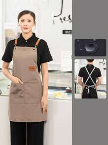 1pc Waterproof Apron, Catering Milk Tea Shop Apron, Barista Apron, Multi-Purpose Cleaning Anti-Fouling Apron, Chef Apron, Suitable For Home Cleaning, Kitchen, Restaurant