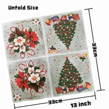 20 pezzi di tovaglioli natalizi, tovaglioli di carta monouso a 2 veli per hotel, decorazione tavolo per feste di Natale, con stampe di Babbo Natale rosso, fiori, cinture e cervi natalizi e alberi di Natale - Rosso - Visualizzare 5