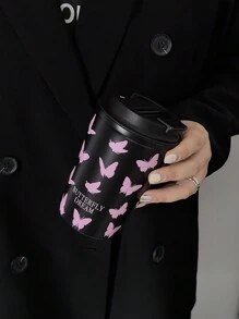 1 件粉色蝴蝶系列马克杯、咖啡杯、原装不锈钢双层隔热杯、真空瓶、旅行户外运动杯、平底杯、汽车杯、四季饮具、节日礼物、350ML/11.8oz 水瓶返校 - 彩色 - 查看 3