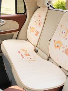 1pc Car Seat Cushion Cheese Cookies Cartoon Design, Breathable Anti-Slip - Khaki - View 10