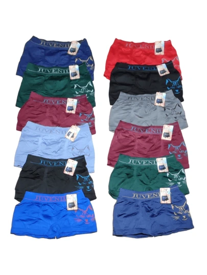 12 Piezas Bóxer Juvenil, Se Envía En Tallas 8-10 y 10-12 Años, Microfibra (Los Colores y Modelos Se Envían Al Azar) Dependiendo De Disponibilidad De Inventario.