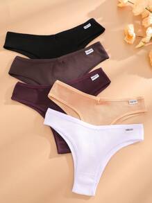 5 条装 女式罗纹透气低腰性感无缝比基尼内裤 多色