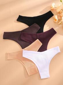 5 条装 女式罗纹透气低腰性感无缝比基尼内裤 多色