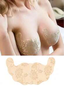 زوجان من صدريات نسائية لاصقة بدون أشرطة برافع وداعم حجم كبير مع خيط غير مرئي، وسادة هلالية لاصقة منقطة الشكل لرفع وتدعيم الصدر - بني فاتح - مشاهدة 7