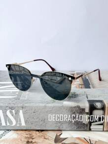 MELINDA MODA Women's Prescription Glasses Frame Metal Round Clip-On 2 IN 1 One Flat Mirror + One Lens - 酒紅色 - 查看 3