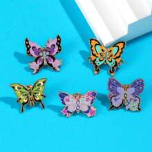 1 cái Trâm cài áo hình hoa và bướm hoạt hình, Ghim trang trí thời trang hình động vật nhiều màu sắc - Nhiều màu - Xem 7