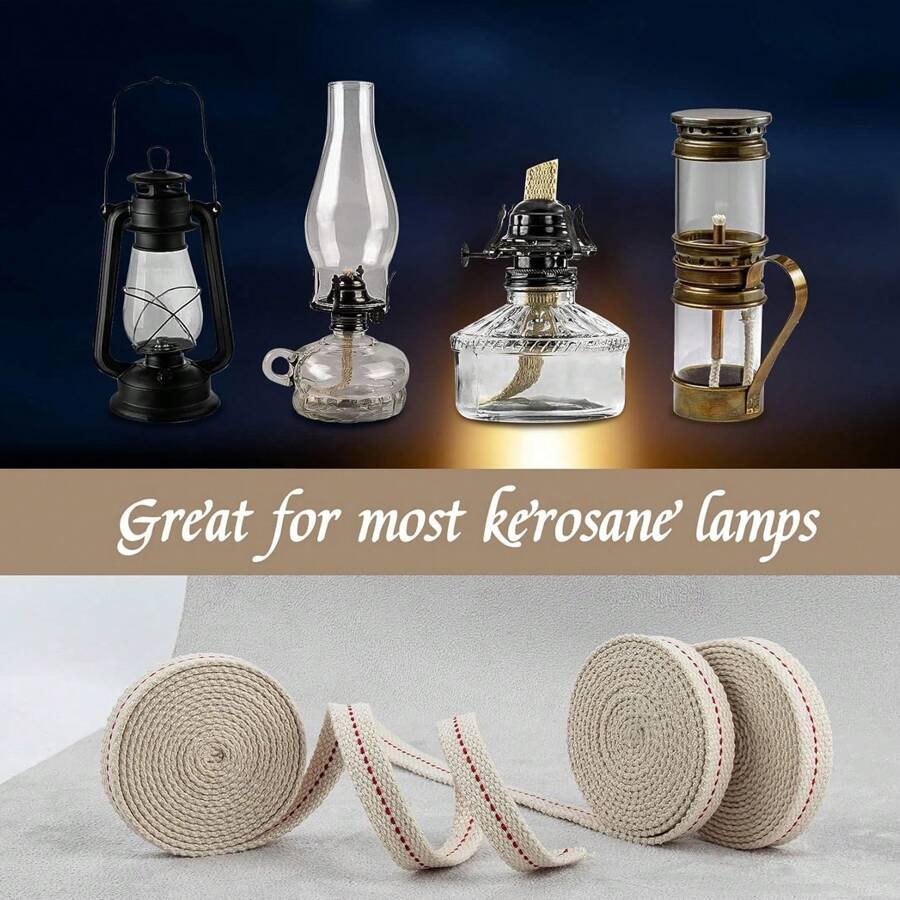 Sukh Lamp Wick Lantern Wick Lantern Wicks 3 Rolls 1/2 Inch Flat Oil