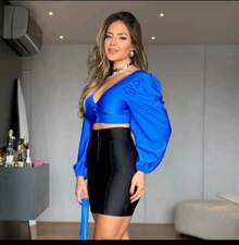 Women's Short Skirt With Cirrê Zipper Great Elasticity_Modern Outfit For Party Tubinho Party - màu đen - Xem 2
