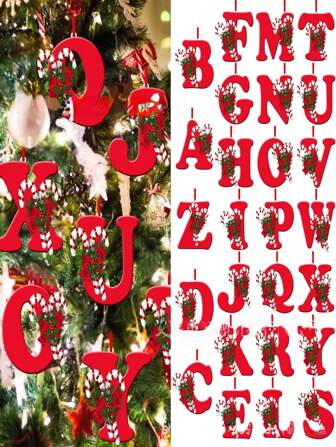 1pc Red Candy Letter English Christmas Hanging Ornament, Funny Friendship Ornament, Acrylic Christmas Tree Hanging Decoration, Christmas Party Decor,Christmas
