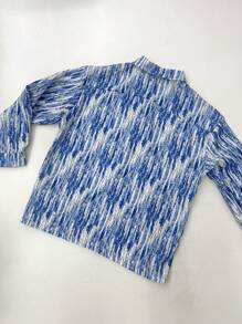 1pc Men's Casual Abstract Digital Painting Print Jacket, Versatile For Daily Wear - Blue - View 3