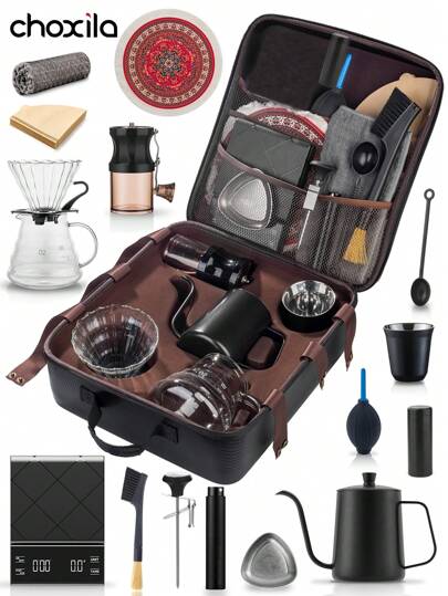 choxila 6 قطعة/9 قطع/12 قطعة مجموعة القهوة اليدوية ، مع صندوق تخزين ، مجموعة قهوة للتخييم ، مجموعة هدايا القهوة ، طقم قهوة منزلي ، صندوق هدايا ، كوب مرشح ، قدر مشترك ، قدر قهوة ، مطحنة حبوب ، كوب قهوة ، إكسسوارات قهوة ، مستلزمات مدرسية للعودة للمدرسة