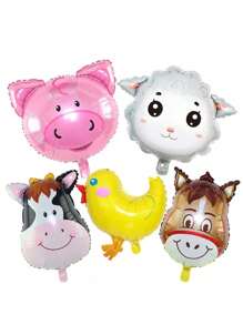 5 pezzi Palloncini animali della fattoria, mucca, asino, pecora, maiale, pollo, palloncini in mylar per feste di compleanno, matrimoni, tornare a scuola, San Valentino
