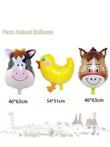 5 pezzi Palloncini animali della fattoria, mucca, asino, pecora, maiale, pollo, palloncini in mylar per feste di compleanno, matrimoni, tornare a scuola, San Valentino