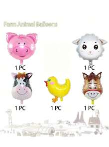 5 pezzi Palloncini animali della fattoria, mucca, asino, pecora, maiale, pollo, palloncini in mylar per feste di compleanno, matrimoni, tornare a scuola, San Valentino