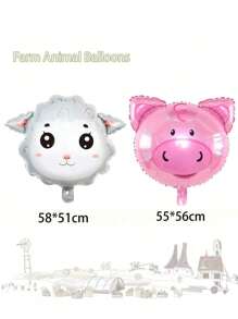 5 pezzi Palloncini animali della fattoria, mucca, asino, pecora, maiale, pollo, palloncini in mylar per feste di compleanno, matrimoni, tornare a scuola, San Valentino