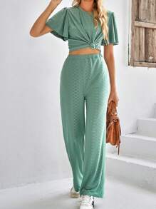 Textured Coordinate Set - màu xanh lá - Xem 5