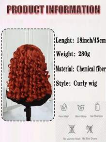 18 Inch Copper Ginger Synthetic Fiber Curly Wig With Bangs, Fluffy Natural Looking Cosplay Wig, Heat Resistant - Dirty Orange - View 5