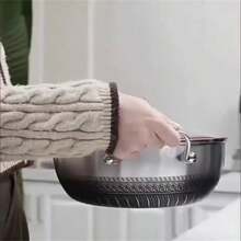 1pc Pans For Cooking, Soup Pot, Five-Ply Stainless Steel Saute Pan, Hot Pot 6 Quarts Deep Frying Pan, 12 Inch Induction Compatible Cooking Pan, Pan With Lid, Dishwasher & Oven Friendly Seafood Boil - Silver - View 9