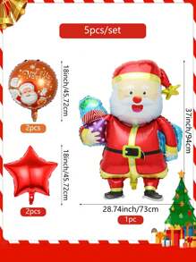 5 件套圣诞气球装饰套件，圣诞老人，红星铝箔气球，适用于圣诞派对装饰、圣诞新年装饰、圣诞气氛、节日装饰 - 彩色 - 查看 2