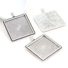 4pcs Square Pendant Blank Cabochon Base Setting Fits 25mm Zinc Alloy Bezel Tray DIY Jewelry Making Accessories Findings