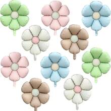 5/10pcs 18inch Daisy Flower Foil Balloon, Matte Sunflower Floral Aluminum Balloon For Theme Party Supplies Birthday Party Wedding Anniversary Decoration, Christmas