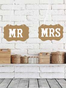 2pcs/Set Party Shooting Props, Pulling Flag, Pulling Flower, Creative Photo Props, MR MRS Card, Suitable For Wedding Party Decor, Wedding Photo Shooting, Newlywed Wedding Chair Decoration Halloween