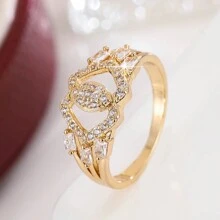 1 chiếc nhẫn Cubic Zirconia thời trang cao cấp phong cách Hàn Quốc để đeo hàng ngày, vừa vặn với ngón tay - nhẫn - Xem 14