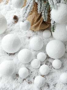 6 件、12 件圣诞白色泡沫球雪球圣诞树装饰挂饰饰品派对氛围用品，圣诞节 - 白色 - 查看 2