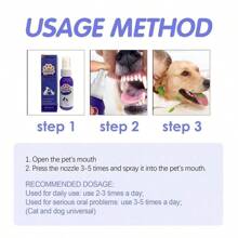 1pc Pet Teeth Cleaning Spray, Cat Dog Breath Freshener, Removes Tartar, Oral Care, Effective, No Brushing Required, 30ml