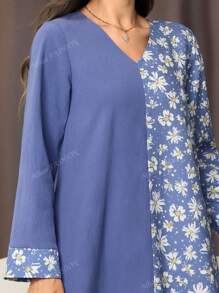 Spring & Summer Clothes New Long Sleeved Women's Skirt Printed Long Skirt Kaftan Ladies Loose Long Dress A Line Floral Print Maxi Dress