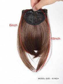 10 Inch Natural Straight Synthetic Bangs With High Temperature Fiber, Clip-In Hair Extension - Light Brown - View 2