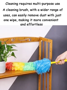 1 pieza Plumero de plumas de colores, herramienta de limpieza del hogar, plumero utilizable en seco y húmedo, limpieza de oficina y hogar, escoba de alfombra, plumero de coche