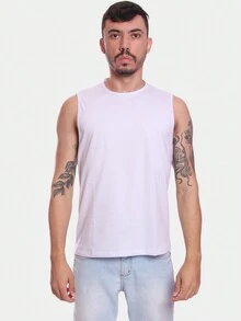Kit 5 Regatas Masculina Casual 100% Algodão Premium Lisa Preto/Branco - Multicolorido - Visão 4