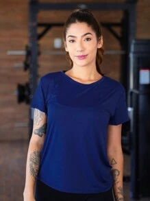Breathable And Quick-Drying Fitness T-Shirt - Soft Touch - Navy Blue - View 3