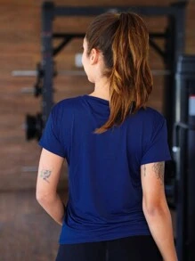 Breathable And Quick-Drying Fitness T-Shirt - Soft Touch - Navy Blue - View 2