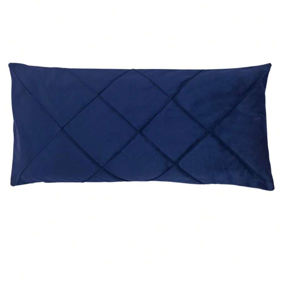 Rectangular Baguette Velvet Cushion Cover 30x65 Cm Quality Elegance Sophistication Invisible Zipper Easy To Wash Draped Front Plain Back Various Colors - 藏蓝色 - 查看 1