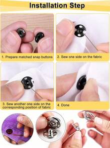 50 对 10 毫米缝纫按扣、缝制按扣、金属按扣紧固件按扣纽扣、缝纫服装纽扣、适用于西装、夹克、牛仔裤、衬衫 DIY 工艺、DIY 制作工艺包钱包扣配件更换、缝纫、工艺、钱包、包、衣服 - 彩色 - 查看 4