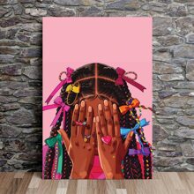 1 Stück - KKLDNHH Afrikanischer Haarschnitt Drucke und Poster, farbenfroher Haarklammer Leinwand Malerei Poster für kleine Mädchen, moderne minimalistische Wandkunst, Wohnzimmer Dekorations Bild - 30x40cm - 40x60cm - Ohne Rahmen