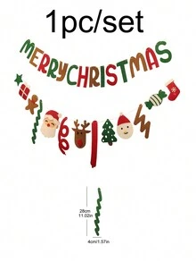 1set/1pc Merry Christmas Elderly Deer, Snowman, Gingerbread Man Felt Pull Flag Party Decorative Garland, Halloween, Halloween Decoration