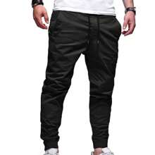 Men's Jogger Pants Jeans Twill With Elastic Cuff Premium Quality Stylish Men's Fashion - 黑色 - 查看 2