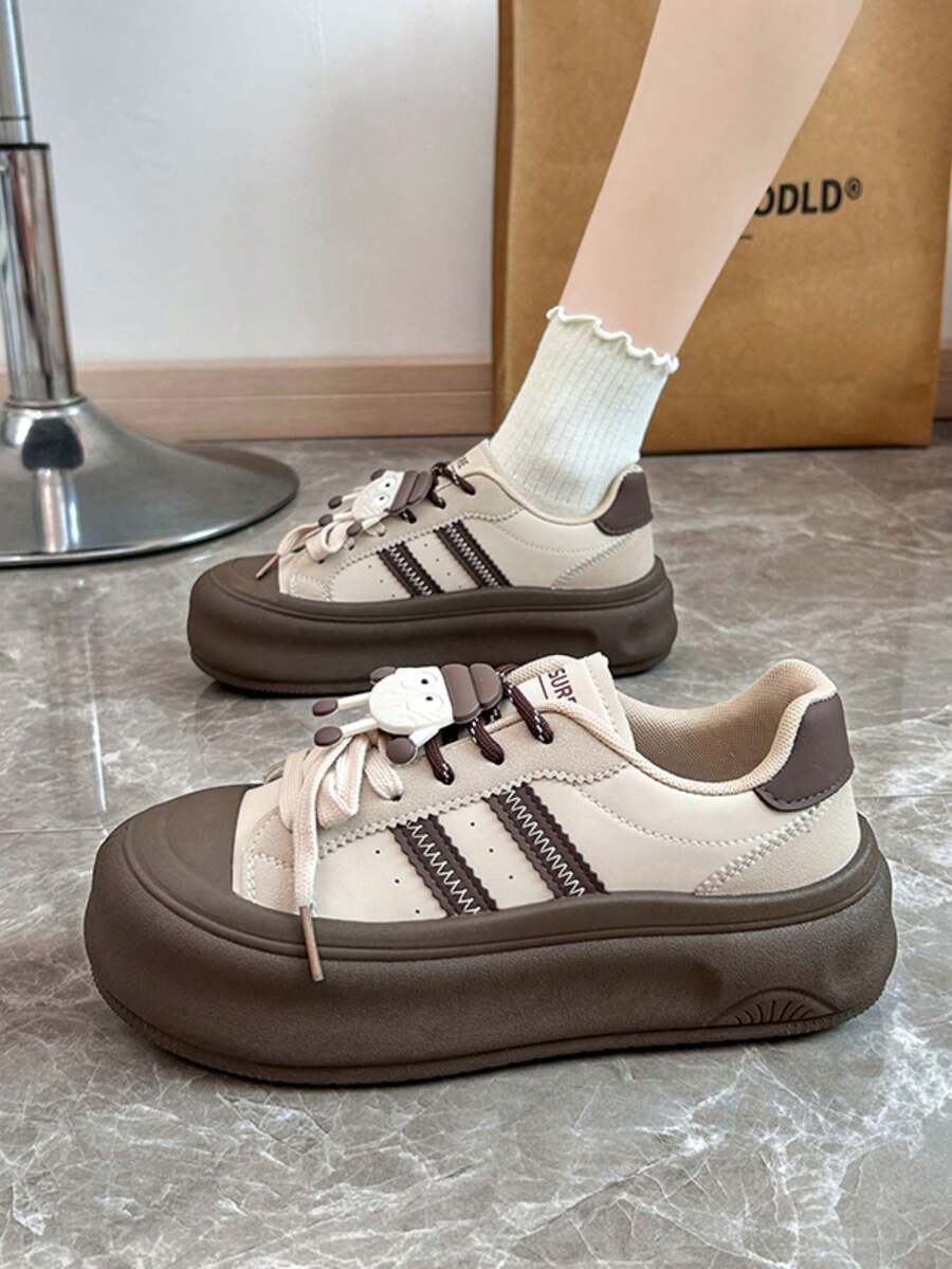 2024 Fall New Style White Sneakers, Korean Version, Ins Style, Platform