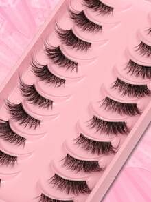 10 Pairs Cat Eye False Eyelashes - Petite, Natural, Cute Short Curled Style With Extended Wing Tips - Cat Eye Lashes - View 8