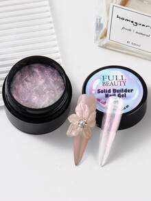 FULL BEAUTY 2pcs/Set Aurora Non-Sticky Solid Nail Extension Gel 5ml Pearlescent Mermaid Extension Gel Solid Nail Reinforcement Gel Rhinestone Glue Non-Sticky Nail Shaping Easy To Operate DIY Home Salon Nail Art Gift - Multicolor - View 5