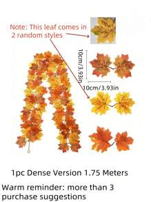 1 件秋季人造枫叶，华丽的秋季花环枫叶，悬挂植物绿化装饰，适用于卧室家居墙壁派对拱门公寓房间装饰，非常适合感恩节装饰、家居、婚礼、壁炉和圣诞节！，秋季装饰，秋季
