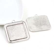 4pcs Square Pendant Blank Cabochon Base Setting Fits 25mm Zinc Alloy Bezel Tray DIY Jewelry Making Accessories Findings