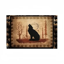 4pcs, Placemats, Rustic Wildlife Placemats With Deer, Wolf, Bear Designs, Polyester Heat Insulation Table Pads, Festive Dining Table Mats For Home & Holiday Events