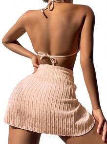 Bikini Set Trikini 3 Piece Kit Skirt Beachwear - Orange - View 4