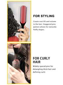 1pc/2pcs Classic Curling Hair Brush, 9 Rows For Thick Curly Hair, Wet Or Dry Hair, For Women And Men, Easy To Clean Hair Brush, For Styling, Detangling, Smooth, Blow Drying, Separating, Defining Curls, Travel Accessory,Hair Brush,Comb,Hair Tools,Hair Products And Accessories For Barber Salon Beauty Travel Essentials