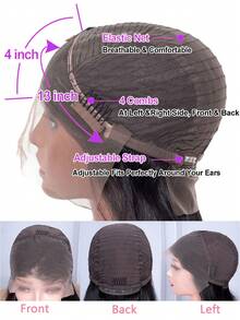 Tóc giả ren trong suốt Water Wave 13x4 làm từ tóc thật đã nhổ sẵn dành cho phụ nữ 150% mật độ tóc nguyên chất - màu đen - Xem 7